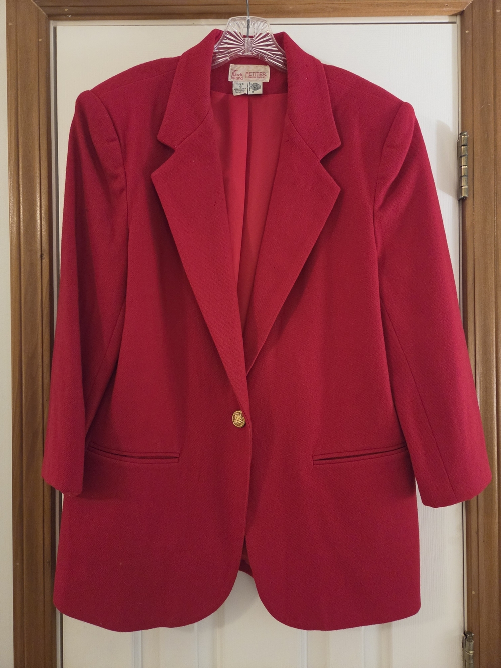 Red Women's Blazer Jacket Vintage - Classic Tailored Style, 100% Wool